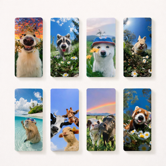Cute Pet Stickers Pack of 8 | Waterproof Multicolour Animal Stickers for Kids Magnetic Bookmark (Cute pets, Multicolor)