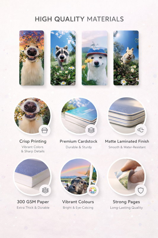 Cute Pet Stickers Pack of 8 | Waterproof Multicolour Animal Stickers for Kids Magnetic Bookmark (Cute pets, Multicolor)